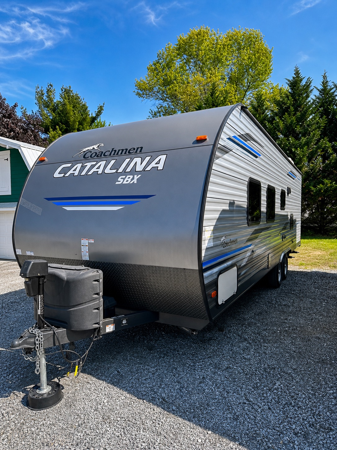 Polished exterior photo of the 2020 Coachmen Catalina SBX travel trailer
